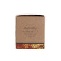 A brown box from Big Dipper Wax Works for Pure Beeswax Tea Lights Natural features a honeycomb pattern and text noting that candle color and aroma vary with the flowers visited by honeybees.