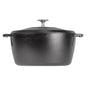 The Lodge Blacklock Blacklock Dutch Oven - Triple Seasoned, Lightweight is shown from the side with a matching lid and side handles against a white background.