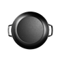 The Lodge Blacklock Cast Iron Braiser with Lid is a round, black, lightweight pan featuring two handles, shown from above on a plain white background.