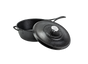 The Lodge Blacklock Cast Iron Deep Skillet With Lid is a lightweight, nontoxic Dutch oven-style essential in black. It features a silver knob, embossed text on the matching lid, and two handles for easy use. Triple seasoned for superior performance.