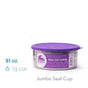 The EcoLunchBox Seal Cup Jumbo is a stainless steel, leak-proof lunch container with a purple silicone lid, holding 51 oz (6 1/3 cups). It's ocean-friendly—ideal for packing eco-conscious meals on the go.