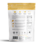The image displays the back of Sprout Livings Epic Protein package, featuring its organic plant protein. It includes nutritional info, benefits of ingredients like vanilla and lions mane, and icons for amino acids, probiotics, and superfoods in this vegan protein powder.