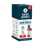 A box of Bare Bones Beef Instant Bone Broth Stick, 8ct, features 10g protein and 5g beef collagen per serving, eight stick packs inside, and packaging with a cup of broth pictured on the front.