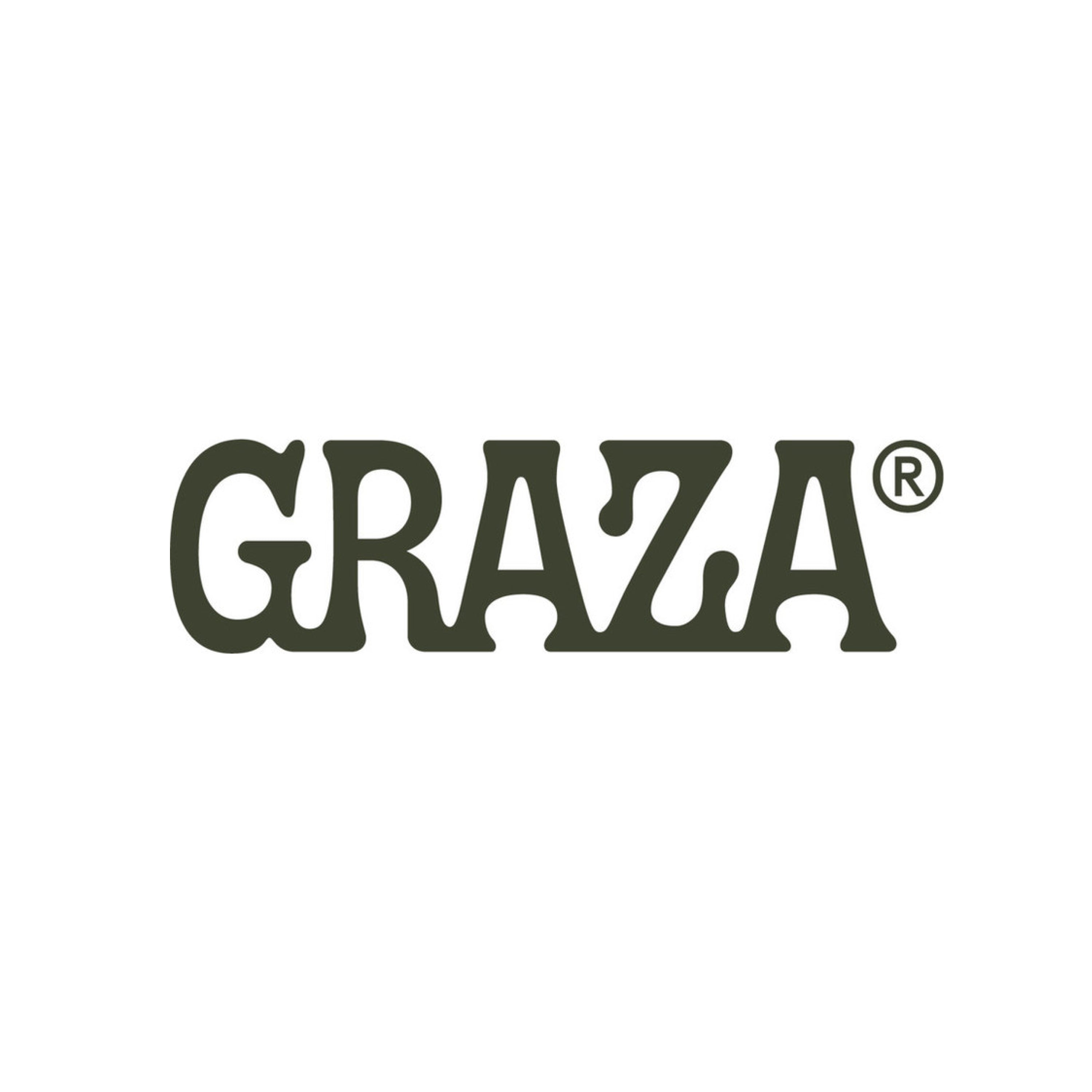 The word GRAZA in bold, dark green, stylized font with an ® symbol in the upper right corner, centered on a plain white background.