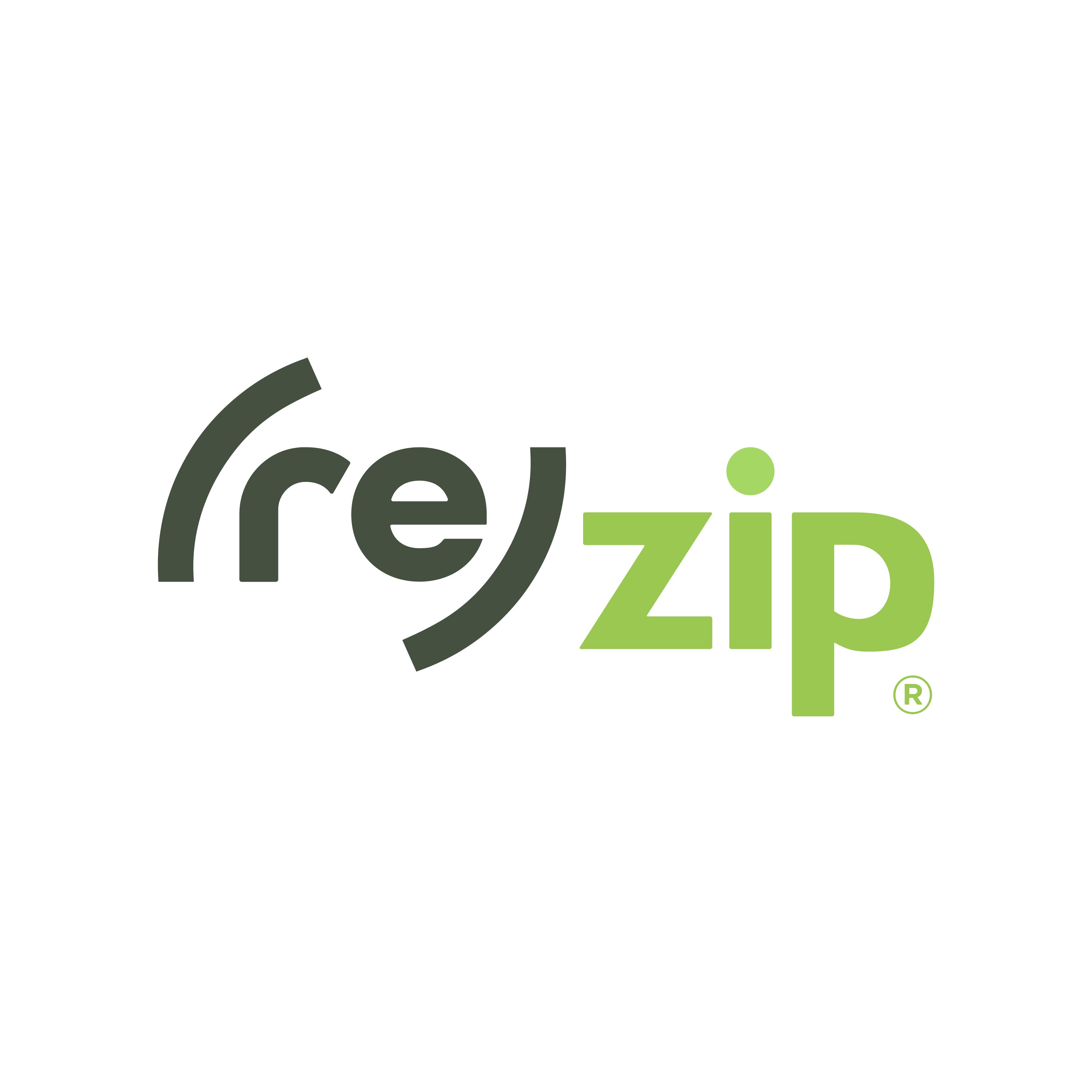 Zip logo with re in dark gray lowercase inside parentheses, and zip in light green lowercase letters, on a white background. The registered trademark symbol appears next to zip.