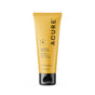 A 4 fl oz (118 mL) yellow tube of Acure Brightening Facial Scrub with a black cap stands upright on a white background, featuring bilingual English and French text.