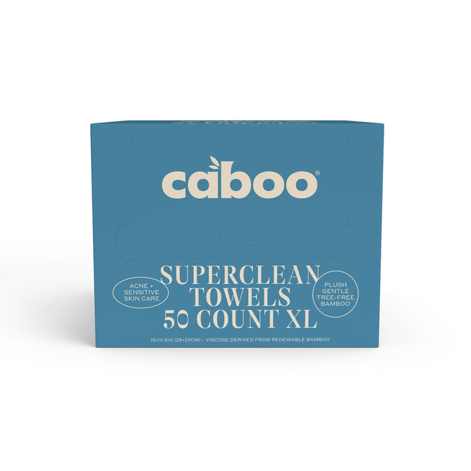 Grove Collaborative Superclean Towels, 50 count XL—plush, tree-free bamboo towels ideal for makeup removal or use as dry wipes, gentle enough for acne-sensitive skin.