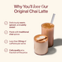 Enjoy cafe-quality Chai Latte - Original by Morning Made—hot or iced, with traditional chai spices and less than 30mg caffeine per serving. Savor authentic tea flavor and possible health benefits at a budget-friendly price. 60 servings per package.