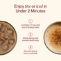 Two cups of coffee, one iced and one hot, flank step-by-step directions for making Morning Made Chai Latte - Original in under 2 minutes—just combine, whisk, and top with milk for 60 servings of this deliciously spiced tea.