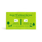 Caboo’s 2-Ply Bath Tissue (300 sheets/roll) comes in a green package showing animal and tree images, comparing its bamboo, tree-free, biodegradable, BPA-free, septic safe sheets to traditional toilet paper.