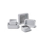 The Caraway 13 Piece Glass Food Storage Set is displayed on a white surface, with some pieces stacked and others separated, highlighting the versatility and different sizes of these stylish containers.