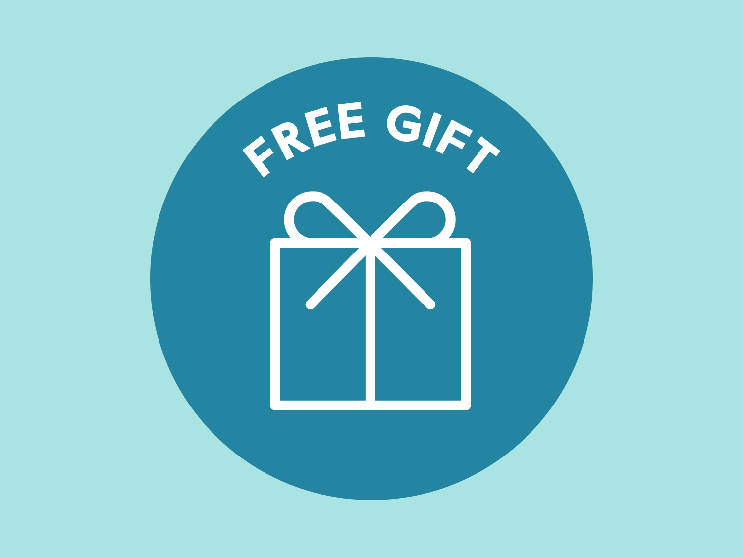 Free gift icon with a blue circle on a light blue background