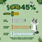 Infographic: Upcycled Natural Pine Clumping Cat Litter by Catalyst Pet saves up to 45% ($14.75/month) vs. clay, natural, and crystal litters (survey of 1,089 cat owners). Features playful cats and natural odor control.