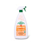 A white spray bottle labeled Charlie's Soap Kitchen & Bath Household Surface Cleaner with orange and green accents is set against a plain white background—an effective household cleaner for kitchens and bathrooms.
