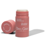 A pink tube of Cleo & Coco Extra Strength Deodorant in grapefruit bergamot scent, cap off and beside it. The aluminum-free label highlights strong odor-fighting ingredients for long-lasting freshness.