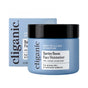 A blue jar of Cliganic Barrier Boost Face Moisturizer with a black lid is placed in front of its matching box, both labeled as a daily moisturizer that plumps the skin for hydrated radiance.