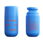 Two blue cylindrical containers with orange text, including Freaks of Nature, show a moisturizer serum. One is upright; the other is inverted, revealing more design details. The vegan shark Squalane offers microbiome-balancing effects.