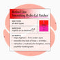 Infographic for Derma E Retinol Line Smoothing Hydro Gel Patches highlights key benefits: firms under-eye area, smooths lines and wrinkles, and hydrates for brighter-looking eyes. These hydrogel eye masks are suitable for all skin types and can be used nightly or as needed. Product is shown in red packaging.
