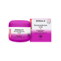A jar and box of Derma E Microdermabrasion Scrub, an exfoliating facial treatment with Dead Sea Salt, Jojoba Oil, and kaolin clay. The purple and white packaging displays product details along with a “new look” label.