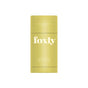 A yellow Foxly Deodorant stick with Gentle & Sensitive Formula, citrus beach, and 24-hour odor protection, 3.0 oz / 85 g, displayed on a white background.