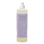A plastic bottle with a white flip cap and a lavender label features Rebel Green’s Ultra Clean Dish Soap, which is sulfate-free, made with essential oils, contains no synthetic fragrances, and lists product details and ingredients.