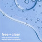 Close-up of clear liquid with bubbles on a light blue background. White text reads: method Super Shine Dish Soap—same powerful enzyme cleaner, now free + clear without dyes or fragrance.