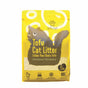 A yellow bag of Dofu Cat Upcycled Tofu Cat Litter, featuring a black cat illustration, 100% natural material, 6L/2.5kg size, flushable and quick-clumping icons; one bag lasts up to 4 weeks.