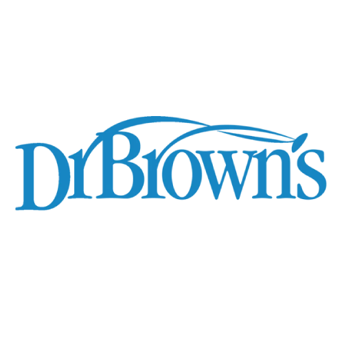 Dr. Browns logo in blue text with a curved line arching over the letters Br and wn, set against a light gray background.