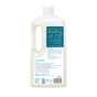Large translucent plastic jug of ECOS Dishwasher Gel, featuring a back label with usage instructions, an ingredients list including citric acid, and climate-positive environmental claims.