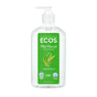 Clear plastic pump bottle of ECOS Hand Soap Liquid, a lemongrass-scented soap with a green label.