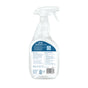 Clear plastic ECOS Stain and Odor Remover spray bottle with a white trigger nozzle, showing a product label with instructions, a list of eight plant-powered ingredients, and a barcode on the back of this eco-conscious stain remover.