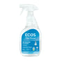 Clear plastic spray bottle of ECOS Window Cleaner Vinegar with a blue label.