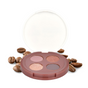 The Everyday For Future Coffee Oil Infused Pigmented Eyeshadow Palette, shown open with four neutral shades and surrounded by coffee beans on a white background, is ideal for clean beauty enthusiasts.