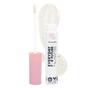The Everyday For Future Moisturizing & Non-Sticky Coconut Lip Oil in Cococuddle is shown with a pink cap, white applicator, and a smear of its clear, glossy formula enriched with organic argan and coconut oils on a white background.