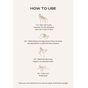 Instructional graphic titled How to Use, with four steps showing hands applying The Complete Minibar Set by Ember Wellness: warm bar in palm, glide onto face, blend upwards with fingers, enjoy the glow. Storage tips included below.
