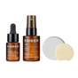The Face Starter Set by Ember Wellness features a serum mini bar, facial oil dropper bottle, hydrosol spray, and round metal tin—all labeled EMBER—arranged against a white background.