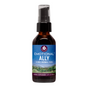 A 2 fl oz (59 mL) brown glass spray bottle of WishGarden Herbs’ Emotional Ally herbal supplement, with a nature-inspired blue label and black pump top, offers calming herbs for gentle stress relief.