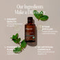 A brown bottle of Cliganic Organic Peppermint Essential Oil – Burst of Freshness is displayed next to fresh mint leaves, two clear oil drops, and four product highlights showcasing quality, plant-based ingredients, steam distillation, and no artificial chemicals. Experience its invigorating mint aroma and enjoy the soothing benefits this premium essential oil offers.