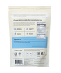 Back of an Organic Plant Protein Powder + Superfoods bag by Sprout Living displaying nutrition facts, ingredients list, certification icons, preparation instructions, product highlights, and a brief description at the top.