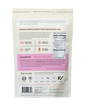 Back of the Sprout Living Epic Protein : Pro Collagen package showing ingredient list, nutrition facts, and benefits such as beauty and nail support, highlighting its role as a plant-based protein collagen supplement. Includes instructions for use, certification icons, and features a pale background with colorful text.