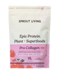 A bag of Sprout Living Epic Protein : Pro Collagen in berry flavor, delivering 15g of plant protein per serving with added biotin for collagen support, and certified vegan, USDA organic, and non-GMO.