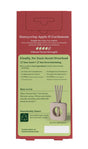 Red packaging for the Enviroscent Stix Diffuser Air Freshener Starter Set in Honeycrisp Apple & Cardamom, displaying a wooden stand with four diffuser sticks and a list of non-toxic ingredients.