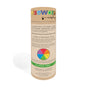 A cylindrical cardboard container labeled Elseware Unplug holds Eco-Dough, Gluten-Free - Ages 3+. The front displays colorful text, color wheels, and details about its food-grade, natural sensory dough ingredients.