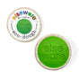 A round container of bright green, non-toxic Eco-Dough by Elseware Unplug for ages 3+. The eco-friendly dough inside the open container is stamped with "else ware.