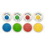 Four tubs of Elseware Unplug Eco-Dough (ages 3+) in blue, green, red, and yellow with matching lids are arranged on a white background—a sustainable, non-toxic modeling clay for kids.