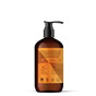 A brown pump bottle of Everyone Hand Soap with a yellow label showcasing text, small graphics, and icons for vegan, gluten-free, and clean ingredients. This limited edition soap is infused with refreshing essential oil blends to bring holiday scents to your daily routine. The product is set against a white background.