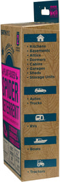 A box of Earthkind Fresh Cab® Spider Deterrent with icons listing use in kitchens, garages, autos, RVs, boats, and tractors. Includes 2 scented pouches for natural spider control.
