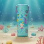 The Elemental Stainless Steel Kids Water Bottle, 18oz, in turquoise features a colorful mermaid and sea creatures design, pop fidget handle, and leakproof lid—perfect for kids to stay hydrated on the go.