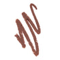 A brown zigzag line of Ere Perez Acai Lip Pencil is drawn on a white background. The creamy, long-lasting formula appears slightly smudged in areas, highlighting its smooth and blendable finish.