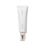 A white tube with a clear cap containing Ere Perez Peach Gel Bronze Drops liquid bronzer, ideal for sensitive skin, on a plain white background.